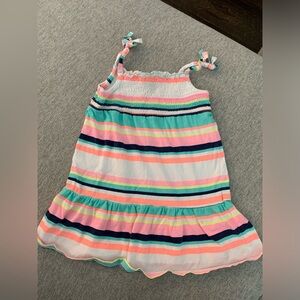 Carters toddler 2T spring summer tank top dress stripe pink, orange, white, blue